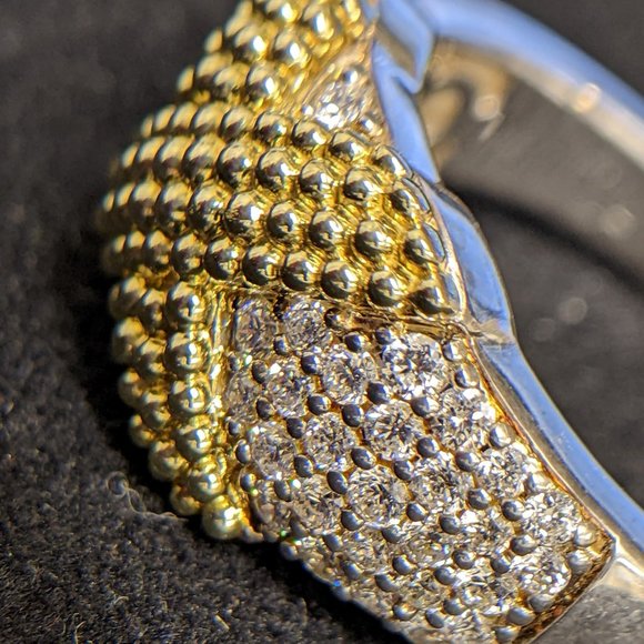 SOLD!!! - LAGOS Caviar Lux X-Wrap Diamond Ring in 18K & Sterling Silver - Picture 4 of 7